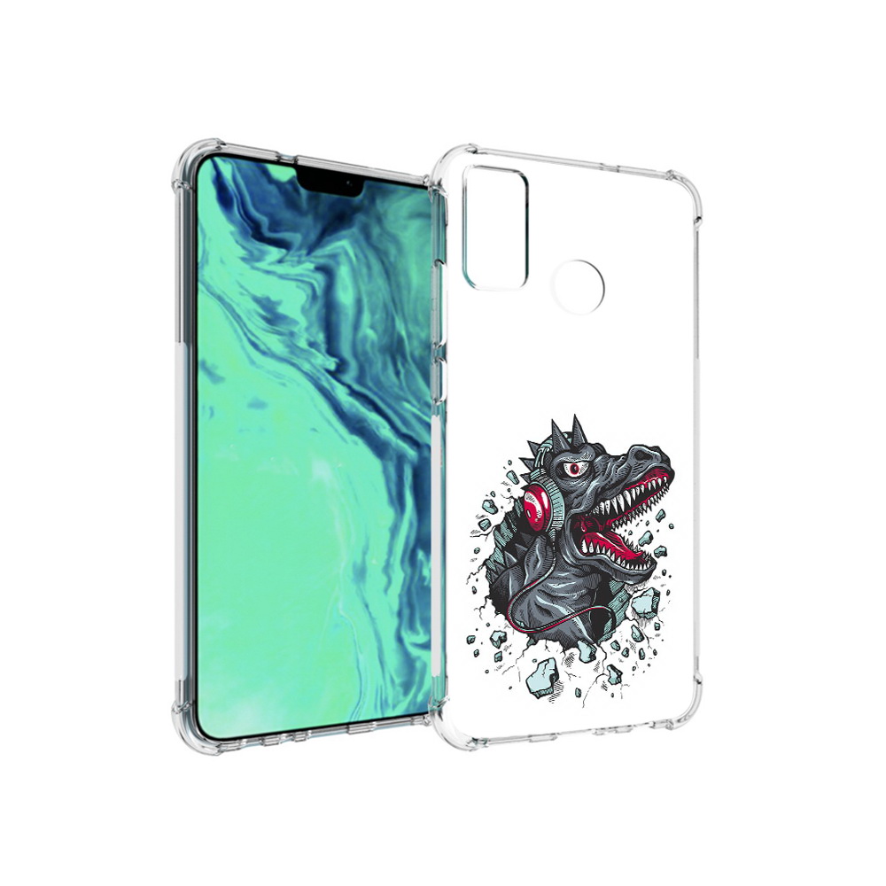 

Чехол MyPads Tocco для Huawei 9X Lite Нарисованный динозавр в наушниках, Прозрачный, Tocco