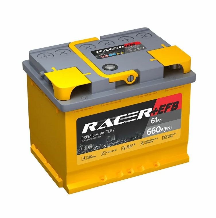 Аккумулятор Racer Efb 61 L20 Ak Обр 61Ач 242Х175Х190 11900₽