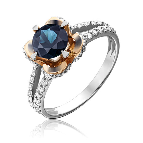 

Кольцо из золота р.  PLATINA jewelry 01-1404-00-105-1120-30, бриллиант\сапфир, 01-1404-00-105-1120-30