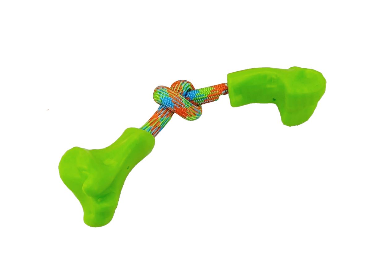 Игрушка для собак, Dogman Двойная кость на канате, цвета в ассортименте, 23 см