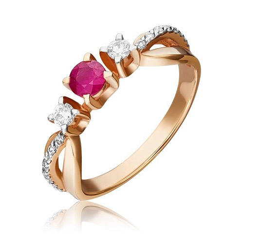 

Кольцо из золота с бриллиантом/рубином р. 17 PLATINA jewelry 01-0335-00-107-1110-30, 01-0335-00-107-1110-30