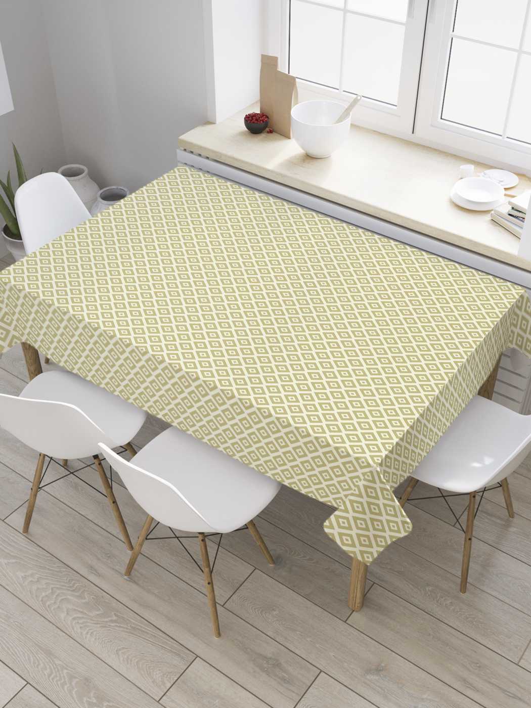 

Скатерть прямоугольная JoyArty "Геометрические ромбы" из сатена, 180x145 см, Золотистый, Геометрические ромбы