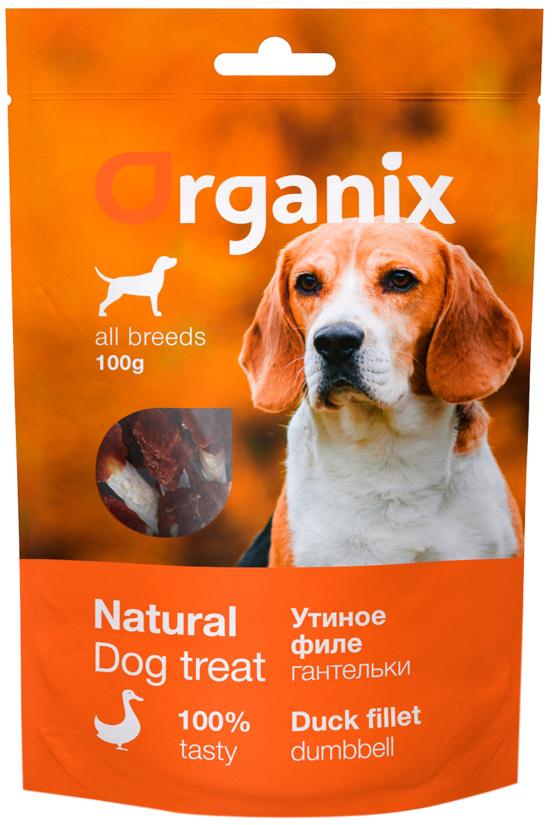 

Лакомство для собак ORGANIX Утиное филе гантельки, 100 гр