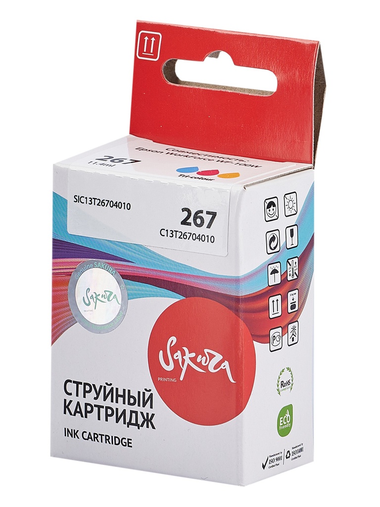 

Картридж Sakura SIC13T26704010 схожий с Epson C13T26704010 267 Colour для Epson WorkForc, Многоцветный, SIC13T26704010