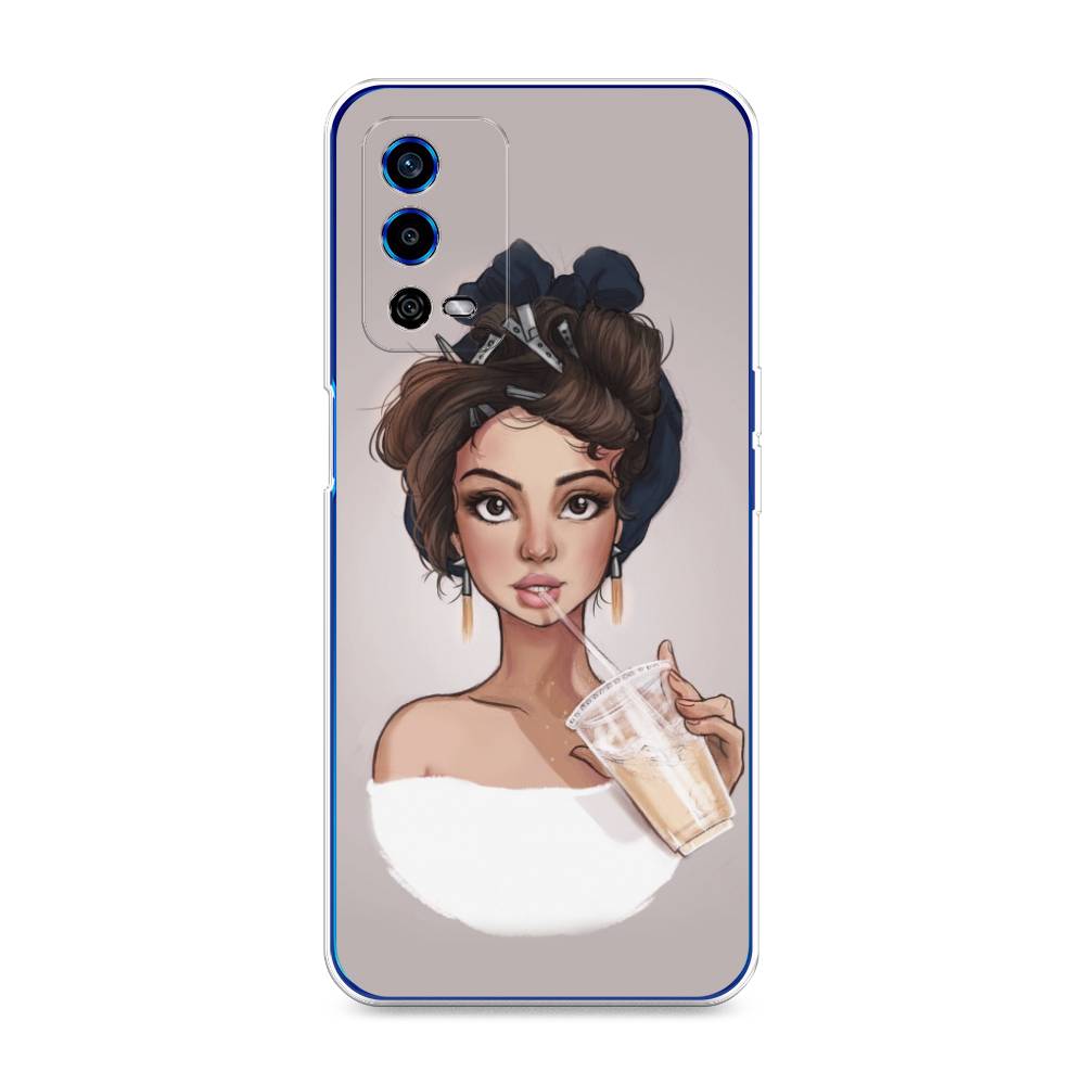 

Чехол для Oppo A55 4G "Девушка с фраппе", Серый, 259150-6