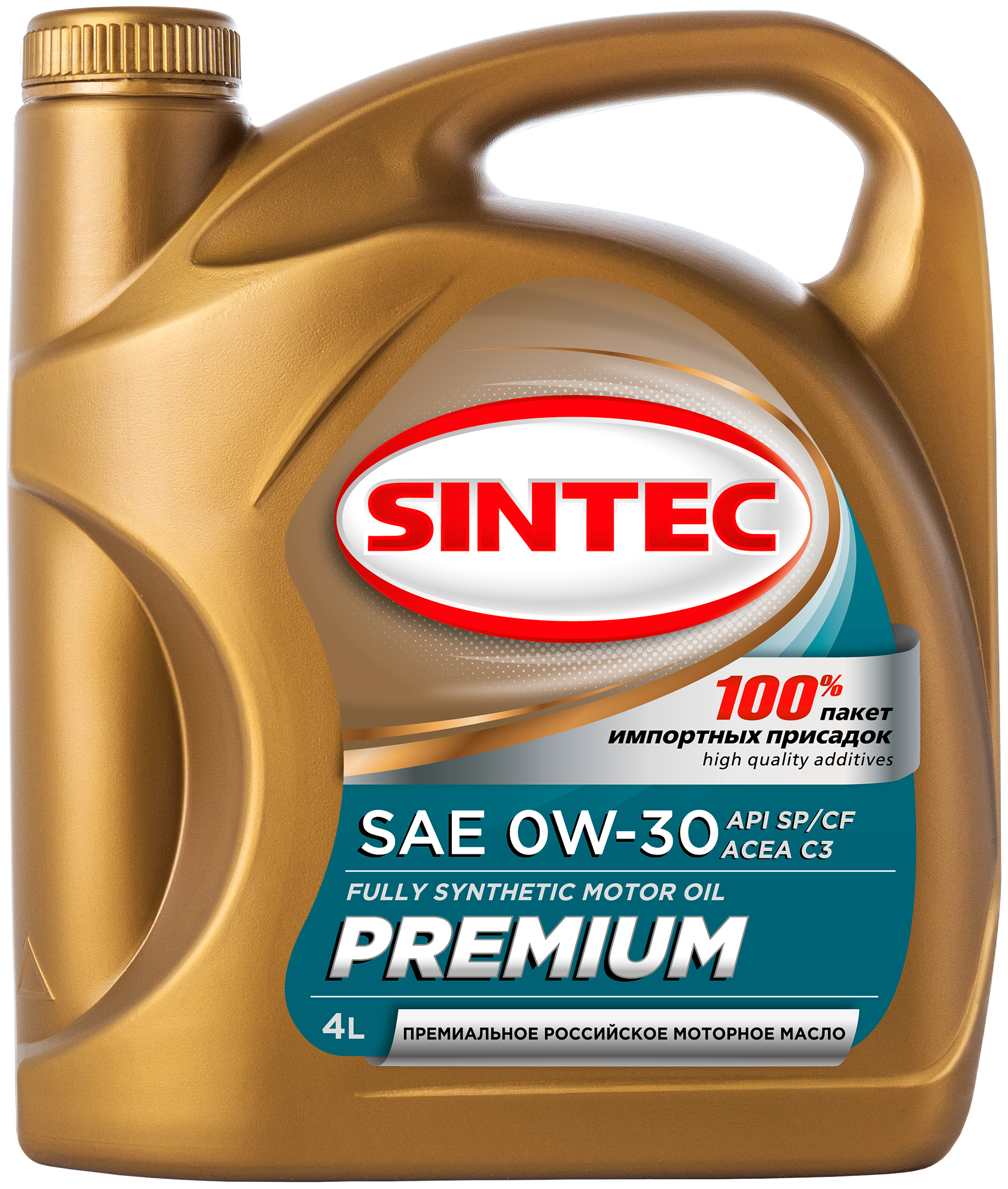 фото Моторное масло sintec premium sae 0w-30, api sp/cf, acea c3 синтетическое 4 л