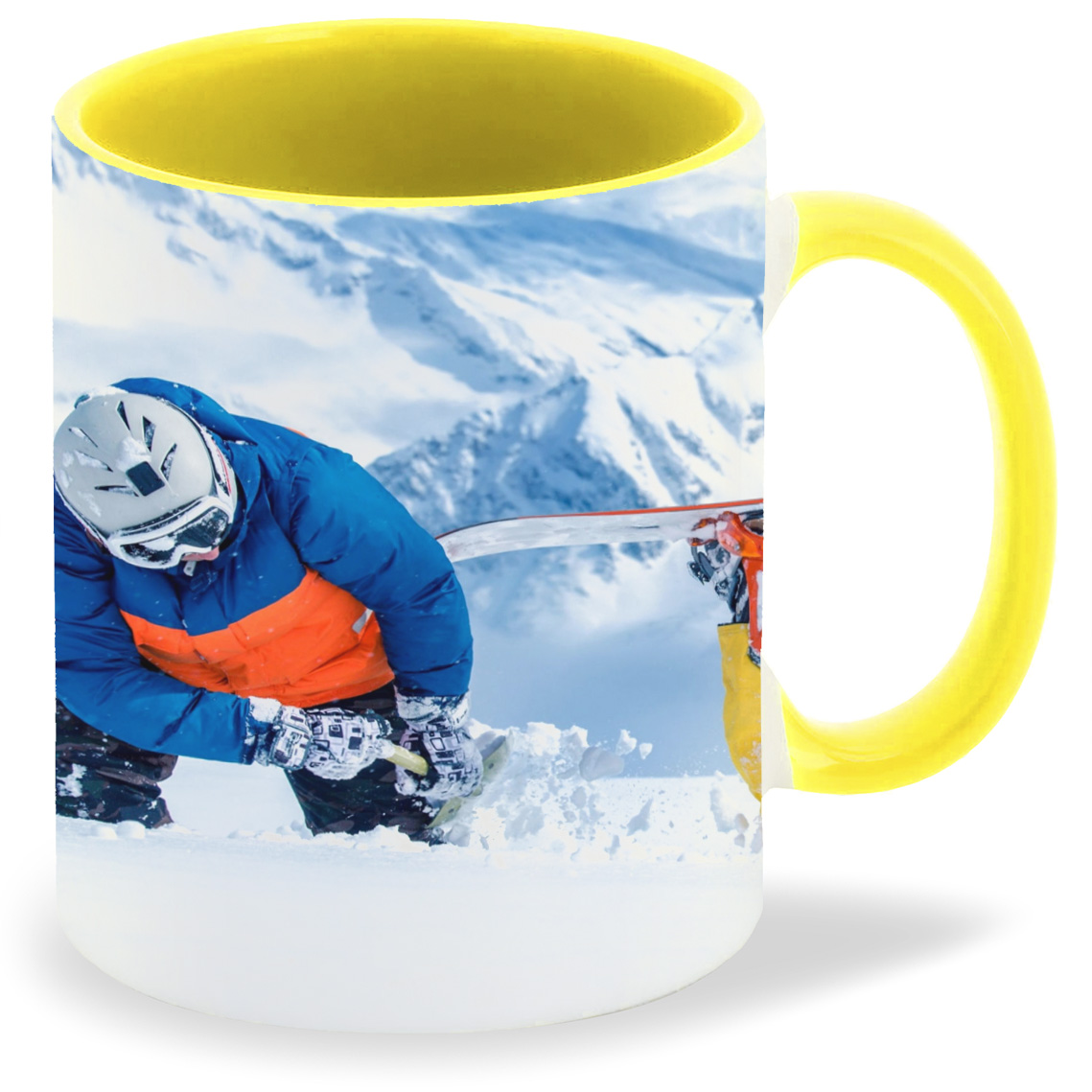 фото Кружка желтая coolpodarok сноуборд сноубордисты голова в снегу