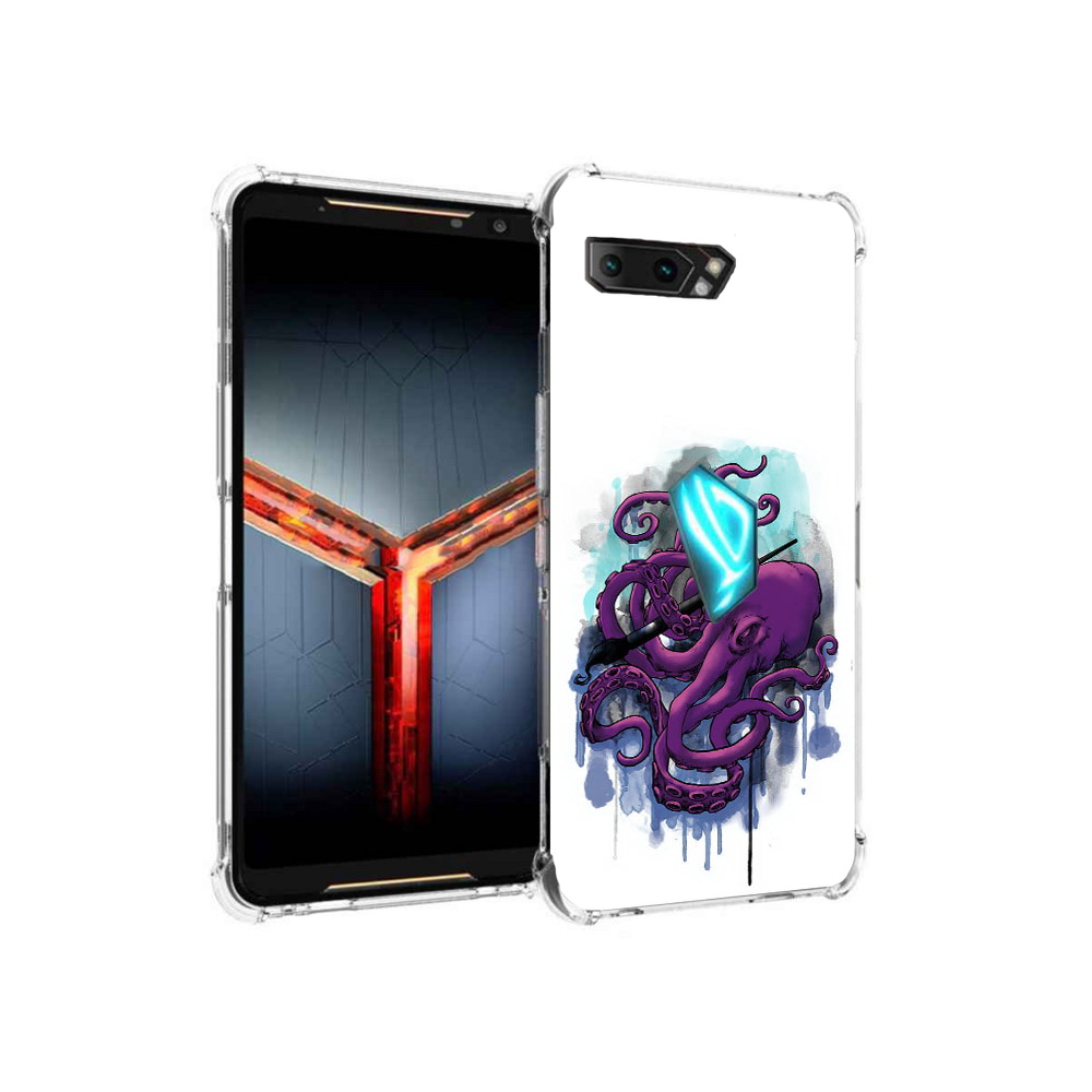 

Чехол MyPads Tocco для Asus ROG Phone 2 фиолетовый осьминог, Прозрачный, Tocco