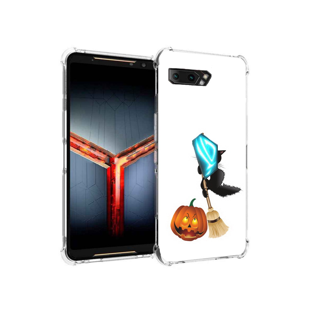 

Чехол MyPads Tocco для Asus ROG Phone 2 хэлуинский котик, Прозрачный, Tocco