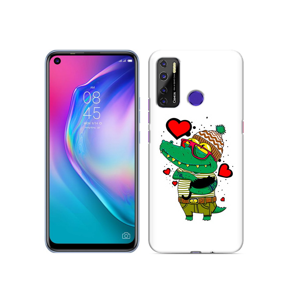 

Чехол MyPads Tocco для Tecno Camon 15 Влюбленный крокодил, Прозрачный, Tocco