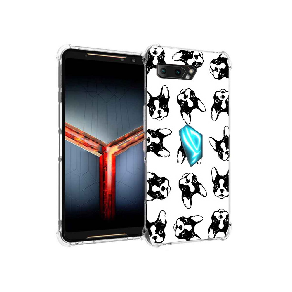 

Чехол MyPads Tocco для Asus ROG Phone 2 черно белые собачки, Прозрачный, Tocco