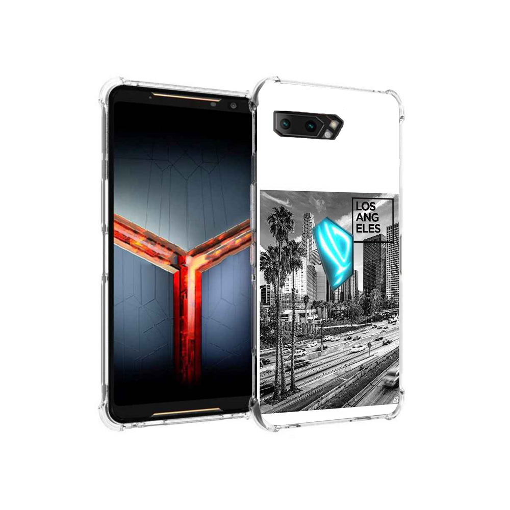 

Чехол MyPads Tocco для Asus ROG Phone 2 черно белый лос анджелес, Прозрачный, Tocco