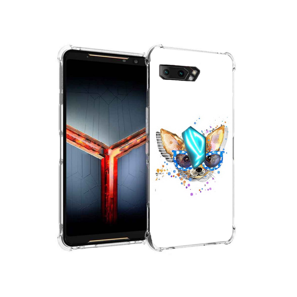 

Чехол MyPads Tocco для Asus ROG Phone 2 чихуа-хуа в очках, Прозрачный, Tocco