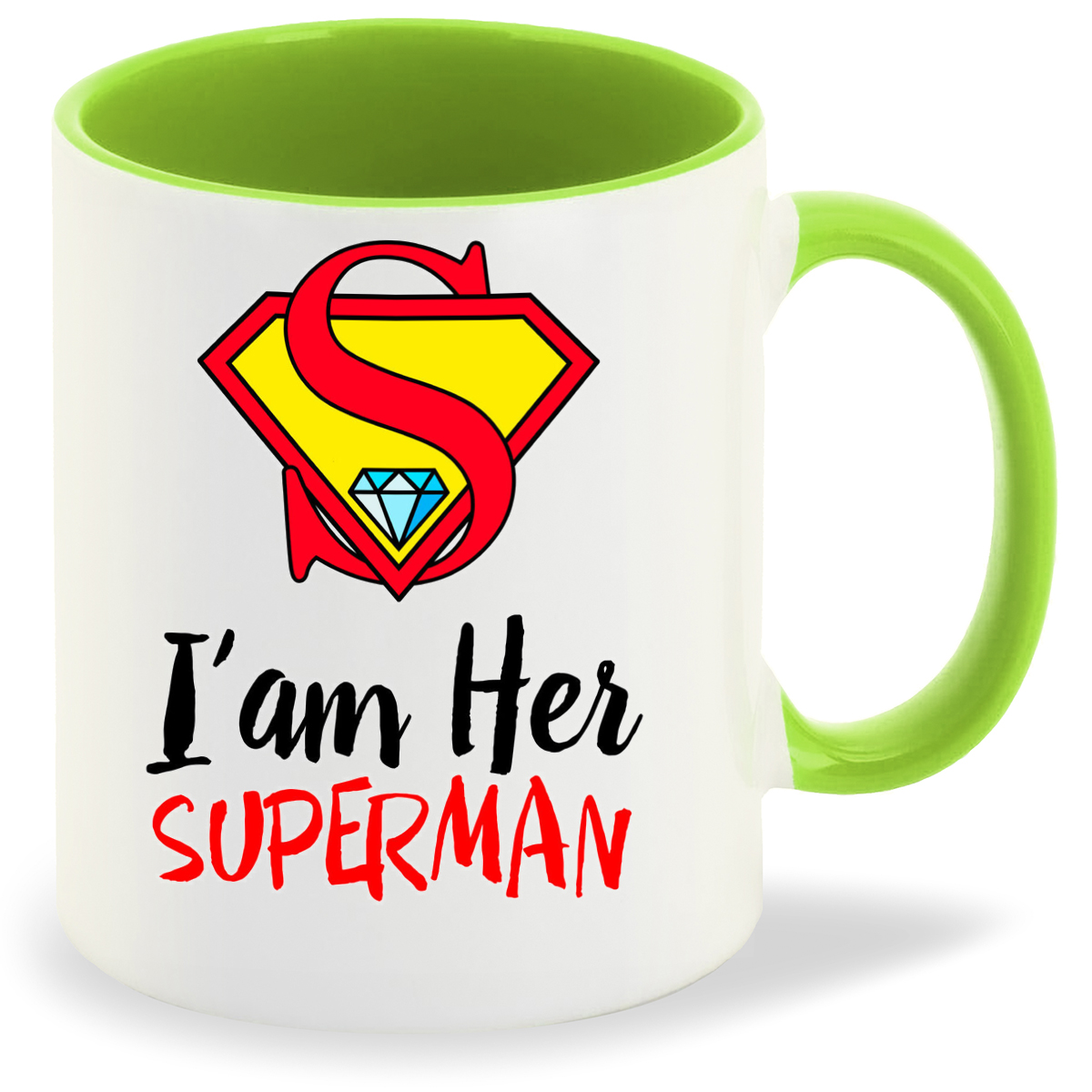 

Кружка салатовая CoolPodarok I AM HER SUPERMAN
