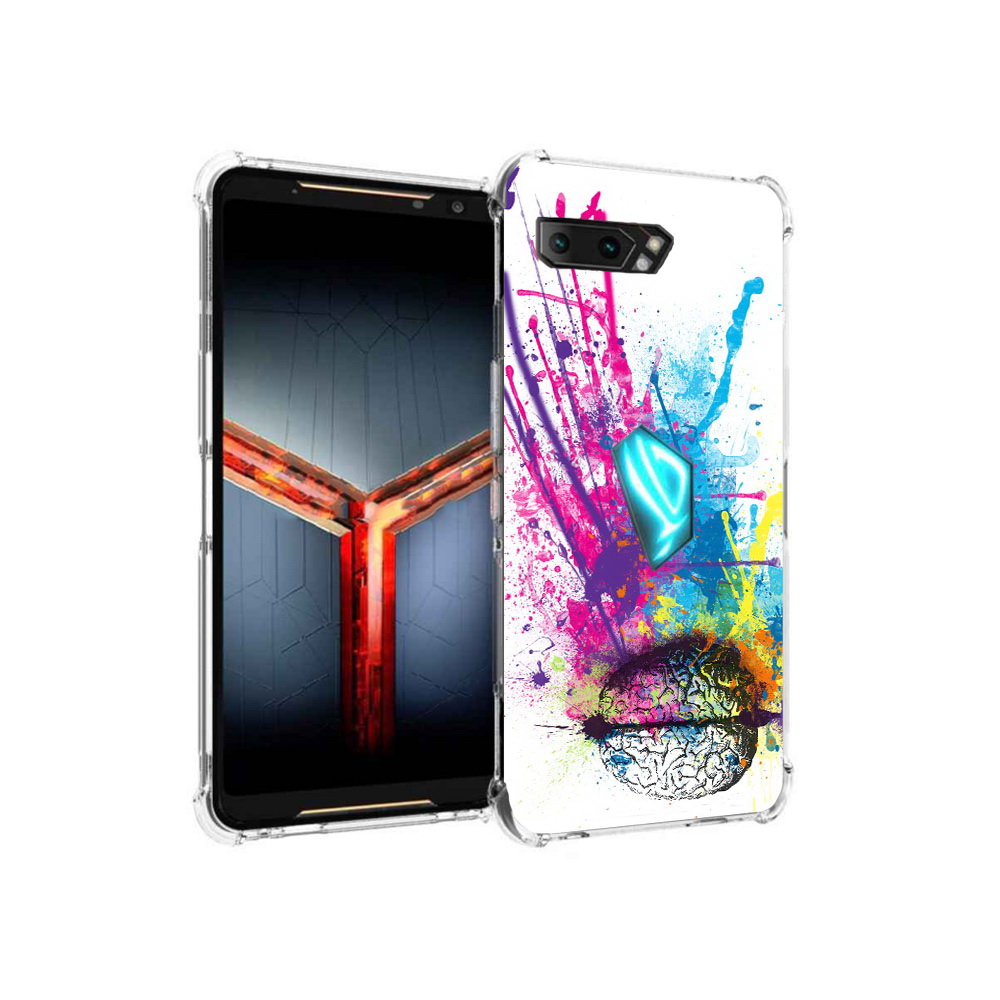 

Чехол MyPads Tocco для Asus ROG Phone 2 яркий красочный мозг, Прозрачный, Tocco