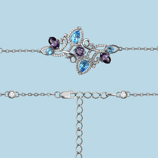

Браслет из серебра р. 16 AQUAMARINE 7412430А_925_р, 7412430А_925_р