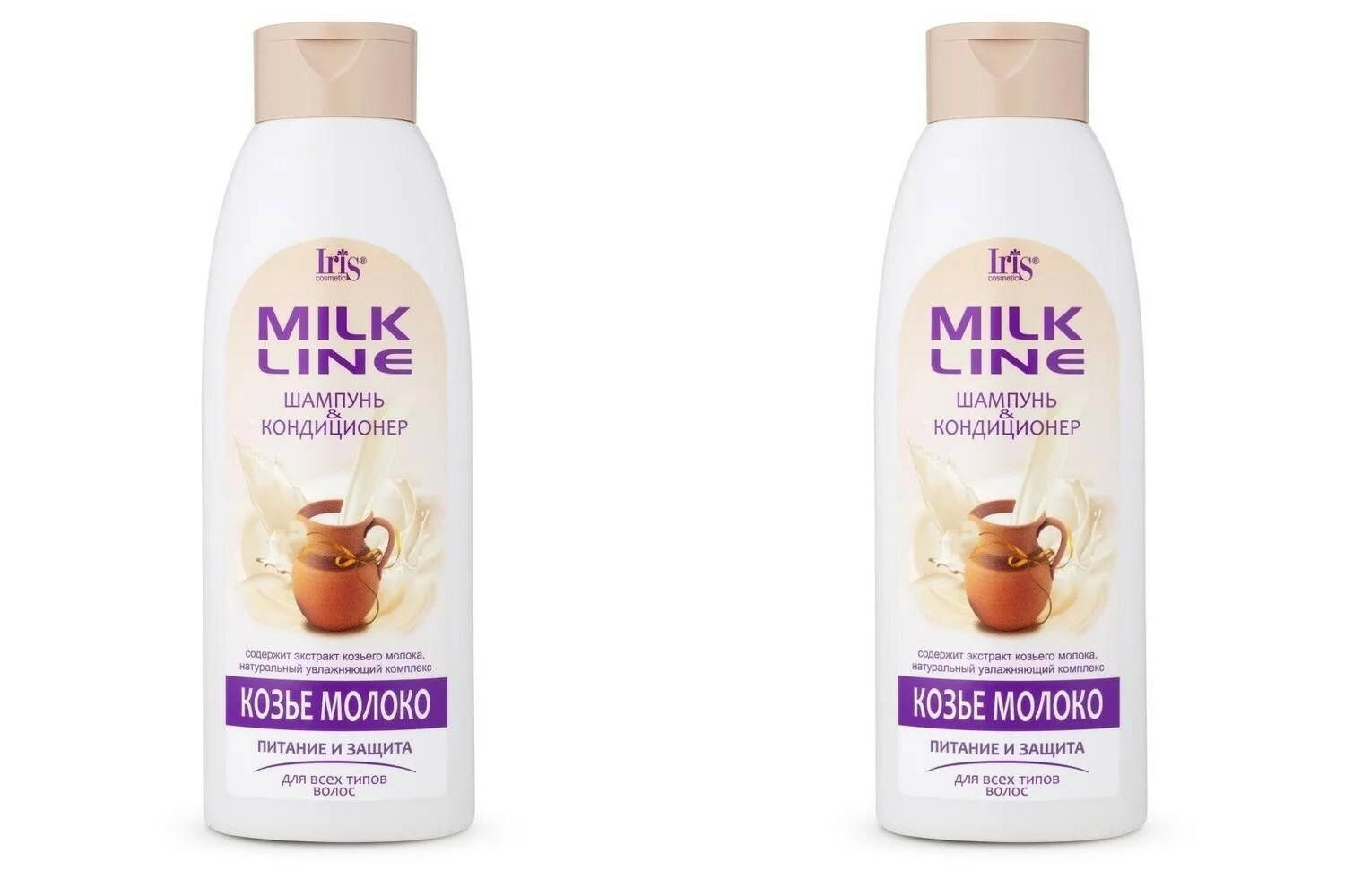 Шампунь-кондиционер IRIS Milk Line, Козье молоко, для всех типов волос 500мл, 2шт