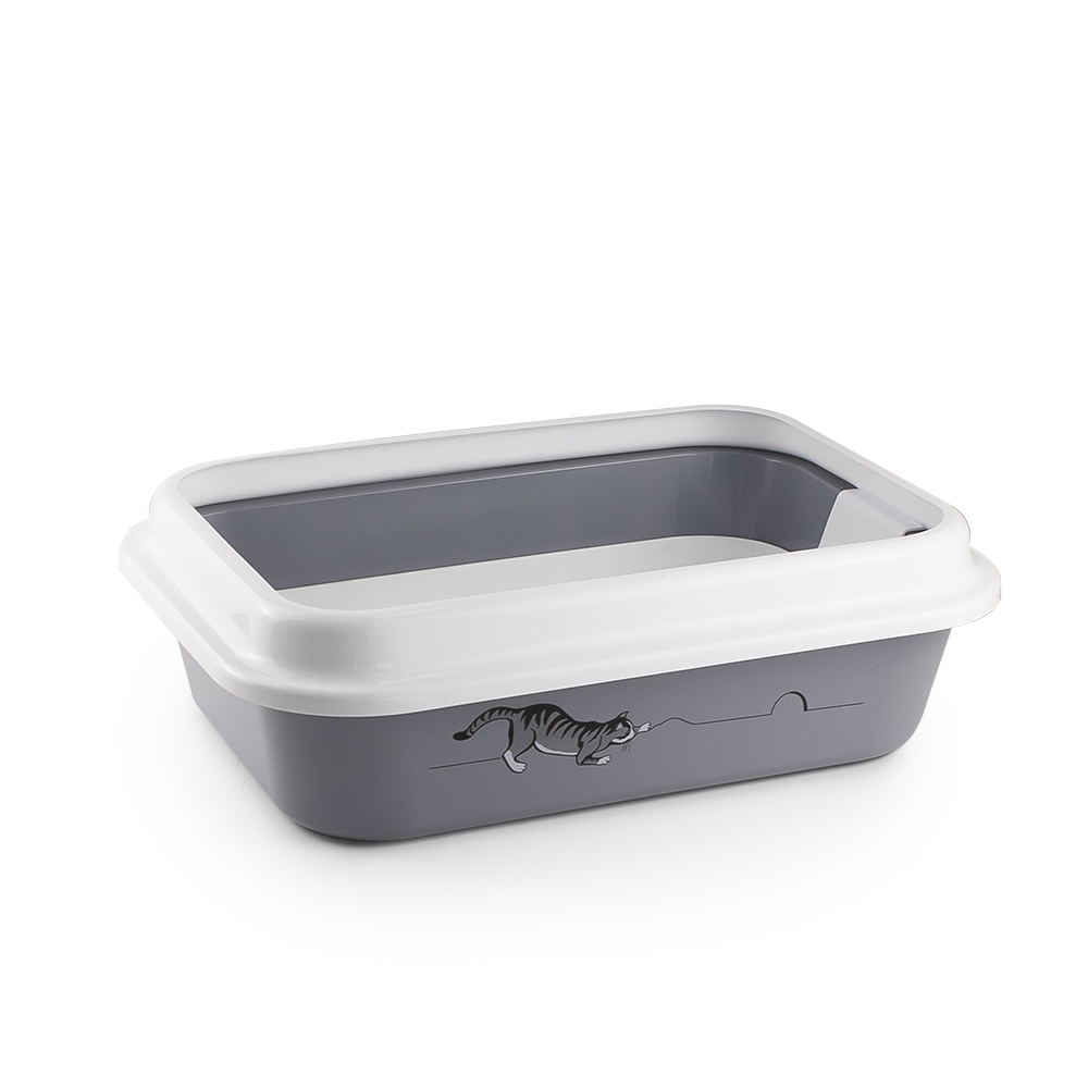 

Лоток для кошек ZooExpress с высоким бортом, серый, пластик, 46 х х 34,5x15 см