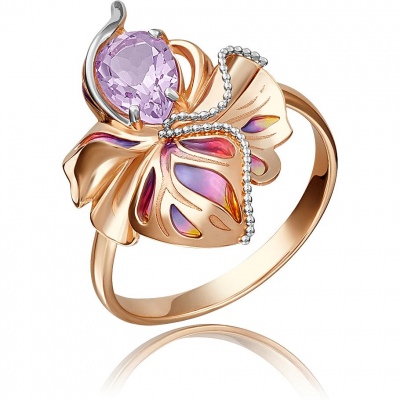 

Кольцо из золота р. 16,5 PLATINA jewelry 01-5149-00-203-1110-57, эмаль\аметист, 01-5149-00-203-1110-57