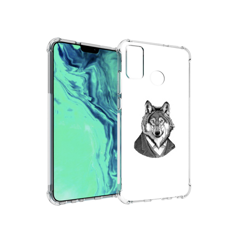 Чехол MyPads Tocco для Huawei 9X Lite волк в пиджаке