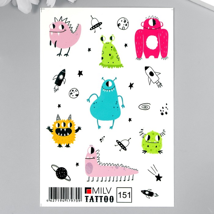 

Татуировка на тело MilvTattoo Монстрики 10х15 см, Разноцветный