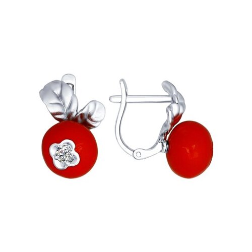 

Серьги из серебра SOKOLOV 94022339, фианит\эмаль, 94022339
