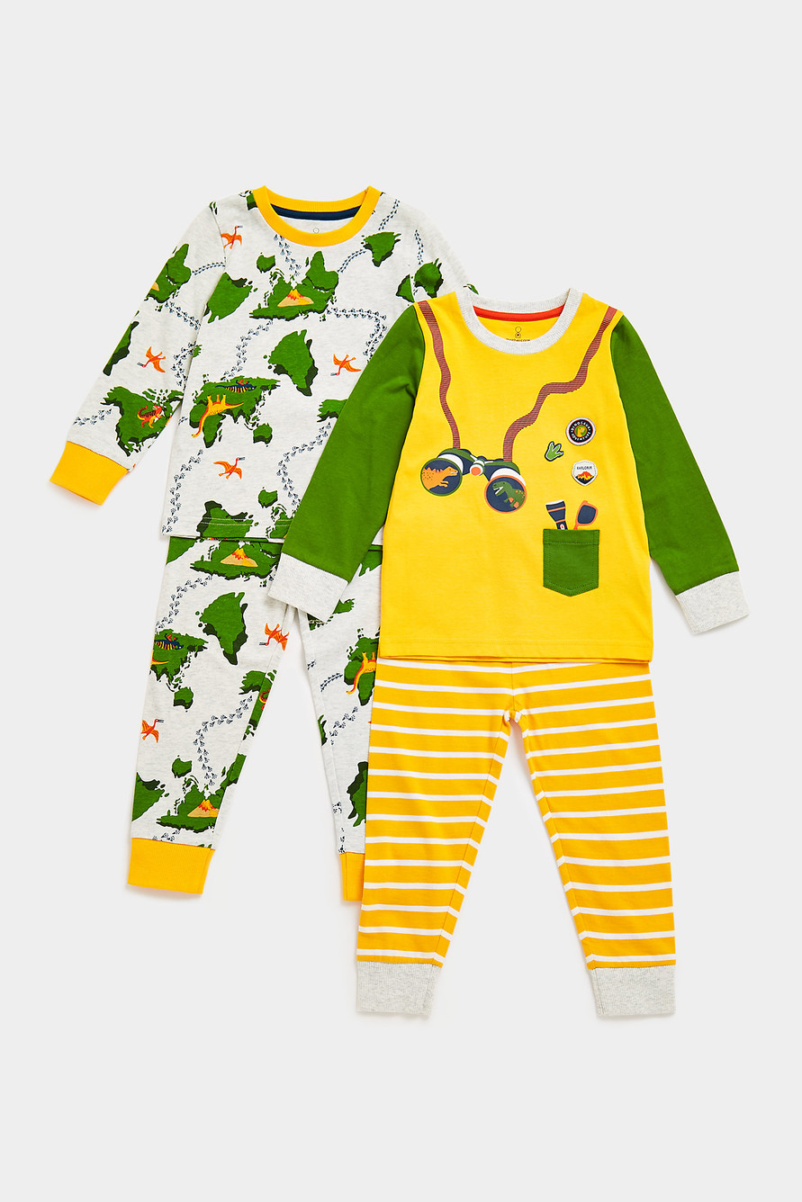 Пижама детская Mothercare MC-CA804, желтый, зеленый, серый, 92, 2 шт