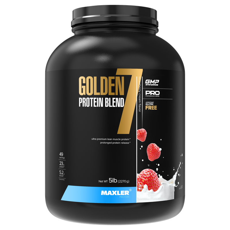 

Протеин многокомпонентный Maxler Golden 7 Protein Blend, 2270 г - клубничный крем, MAXLER Golden 7 Protein Blend