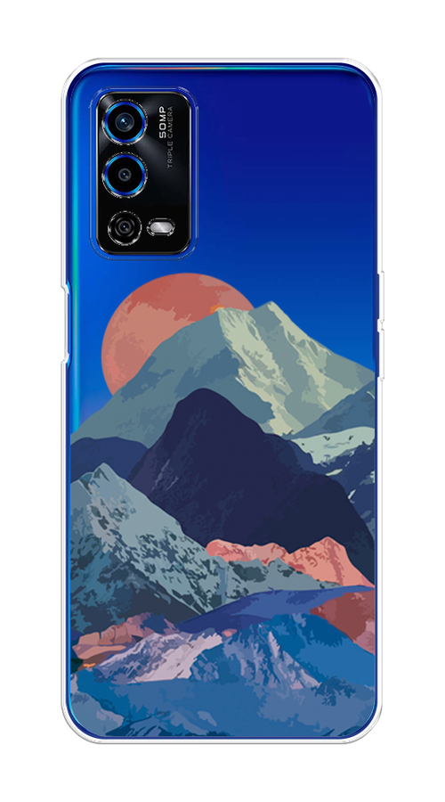 

Чехол на Oppo A55 4G "Закат в снежных горах", Красный;серый;голубой, 259150-2