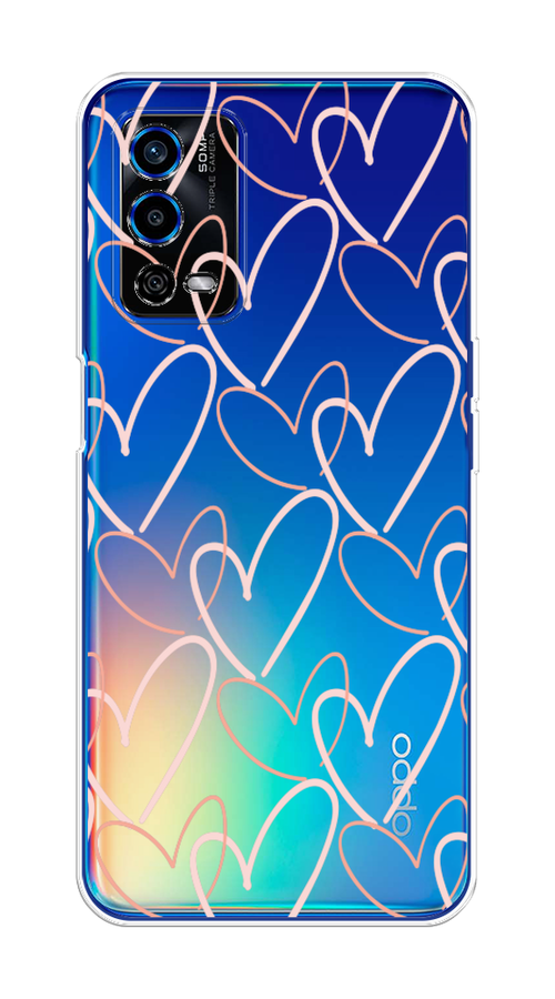 

Чехол на Oppo A55 4G "Узор из сердечек", Розовый;бежевый, 259150-6