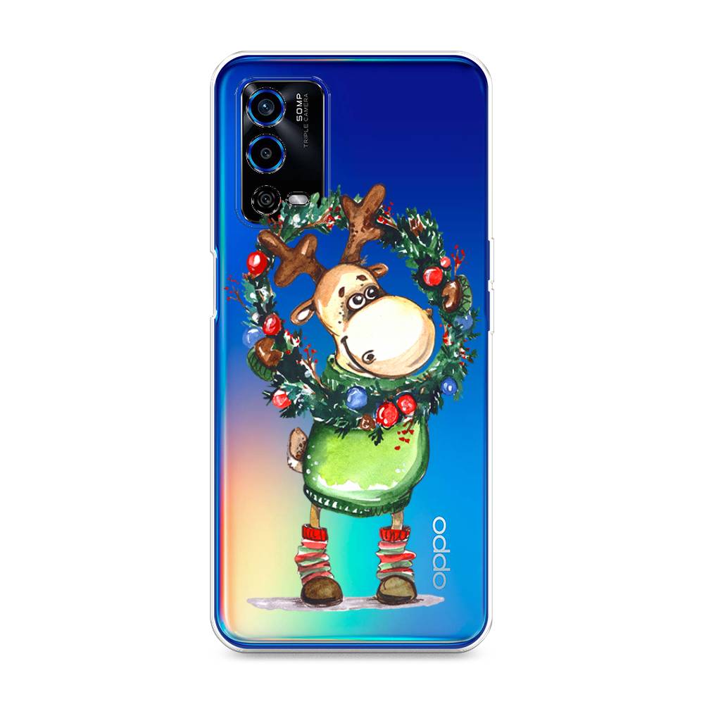 

Чехол для Oppo A55 4G "Олень с новогодним венком", 259150-4