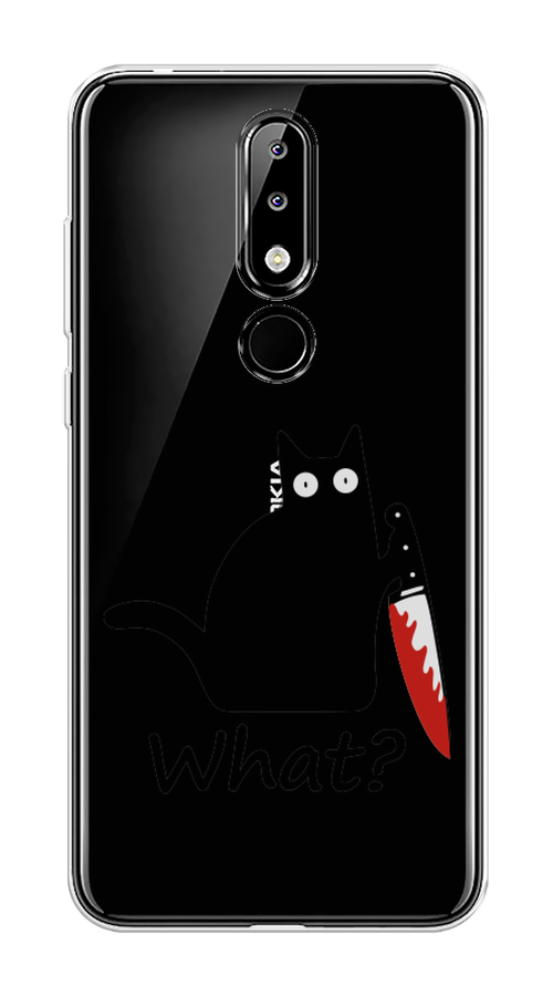

Чехол на Nokia 5.1 Plus (X5) "Котик с ножом", Черный;красный, 121950-6