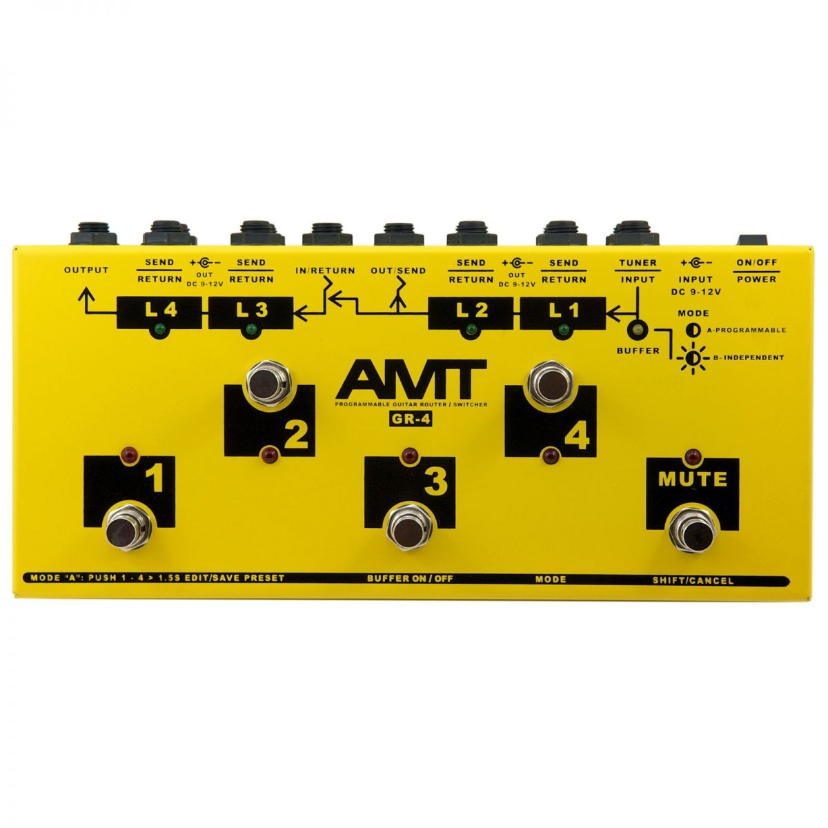 

Программируемый гитарный коммутатор AMT Electronics GR-4, Желтый, GR-4