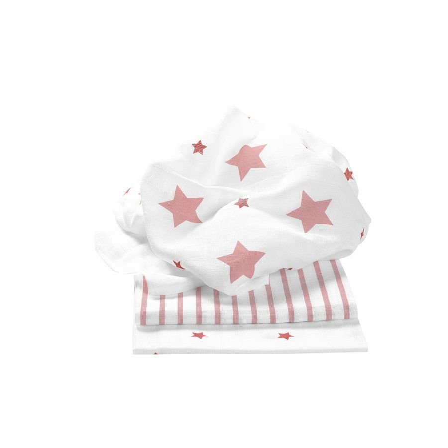 фото Комплект хлопковых салфеток odenwalder stars stripes light coral 80x80, 3 шт.