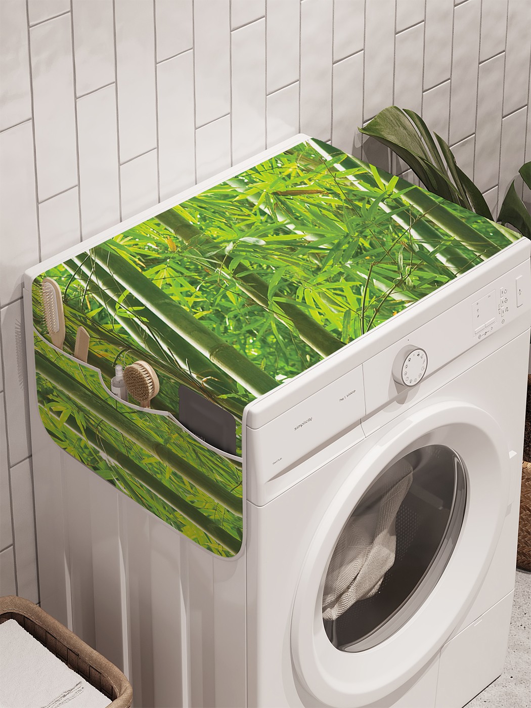 фото Органайзер "плотный бамбук" на стиральную машину, 45x120 см ambesonne