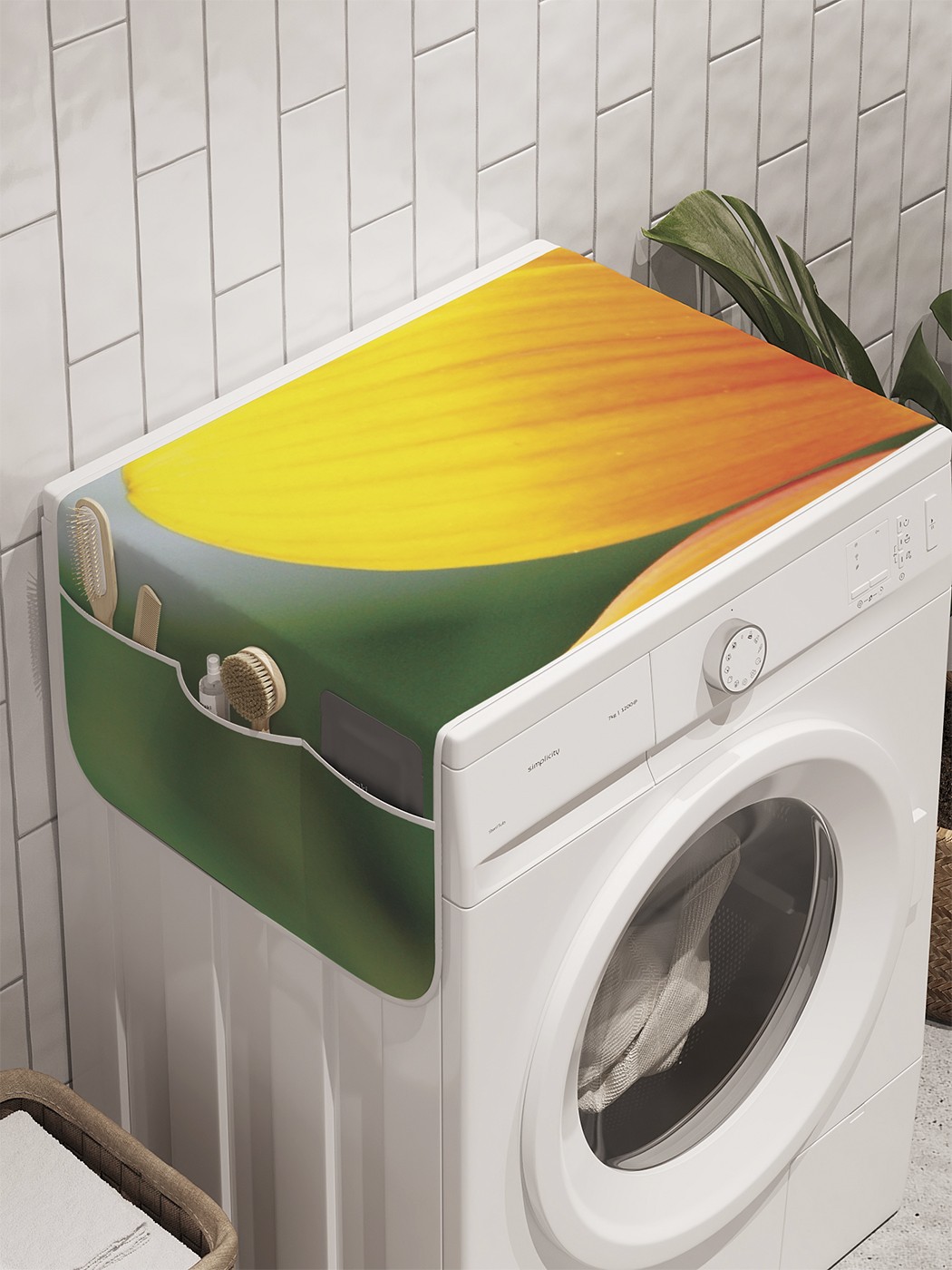 фото Органайзер "цветочный фокус" на стиральную машину, 45x120 см ambesonne