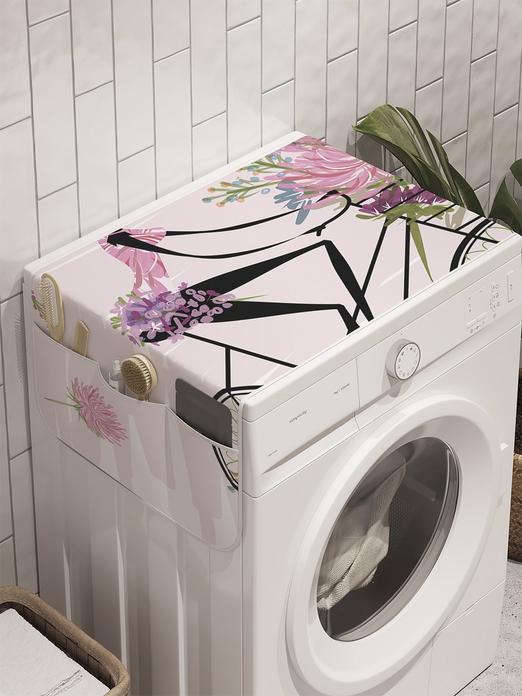 фото Органайзер "цветочное путешествие" на стиральную машину, 45x120 см ambesonne