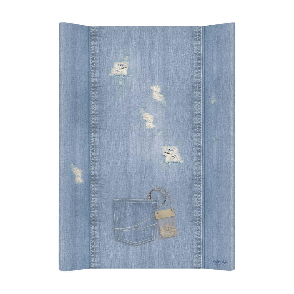 фото Матрас пеленальный ceba baby denim style shabby blue мягкий без изголовья, 70 см