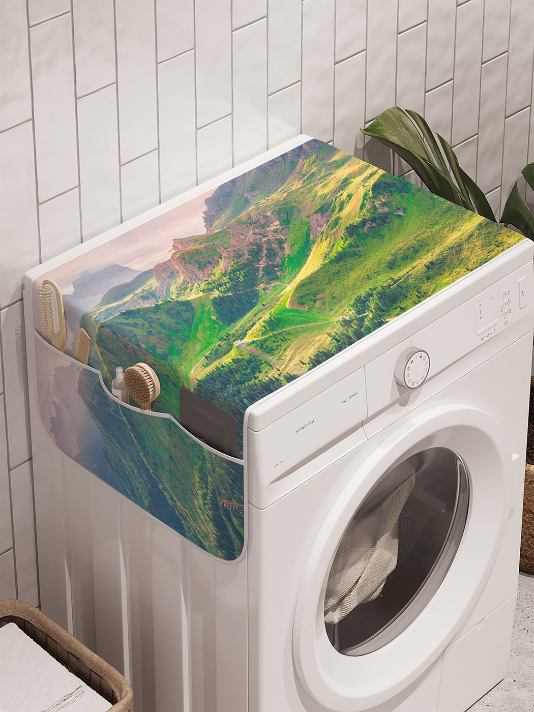 фото Органайзер "горные странствия" на стиральную машину, 45x120 см ambesonne