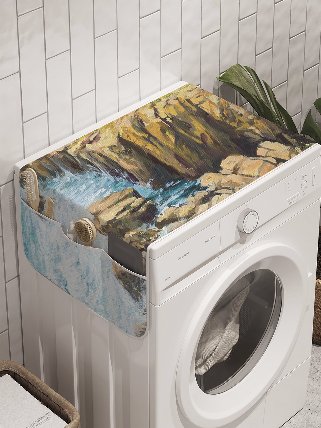 фото Органайзер "скальные морские цветы" на стиральную машину, 45x120 см ambesonne