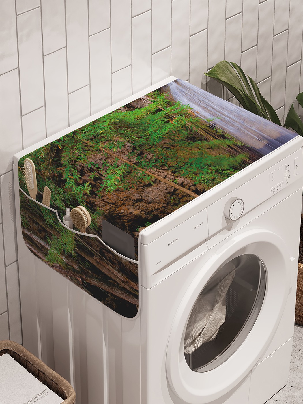 фото Органайзер "чистейший водопад" на стиральную машину, 45x120 см ambesonne