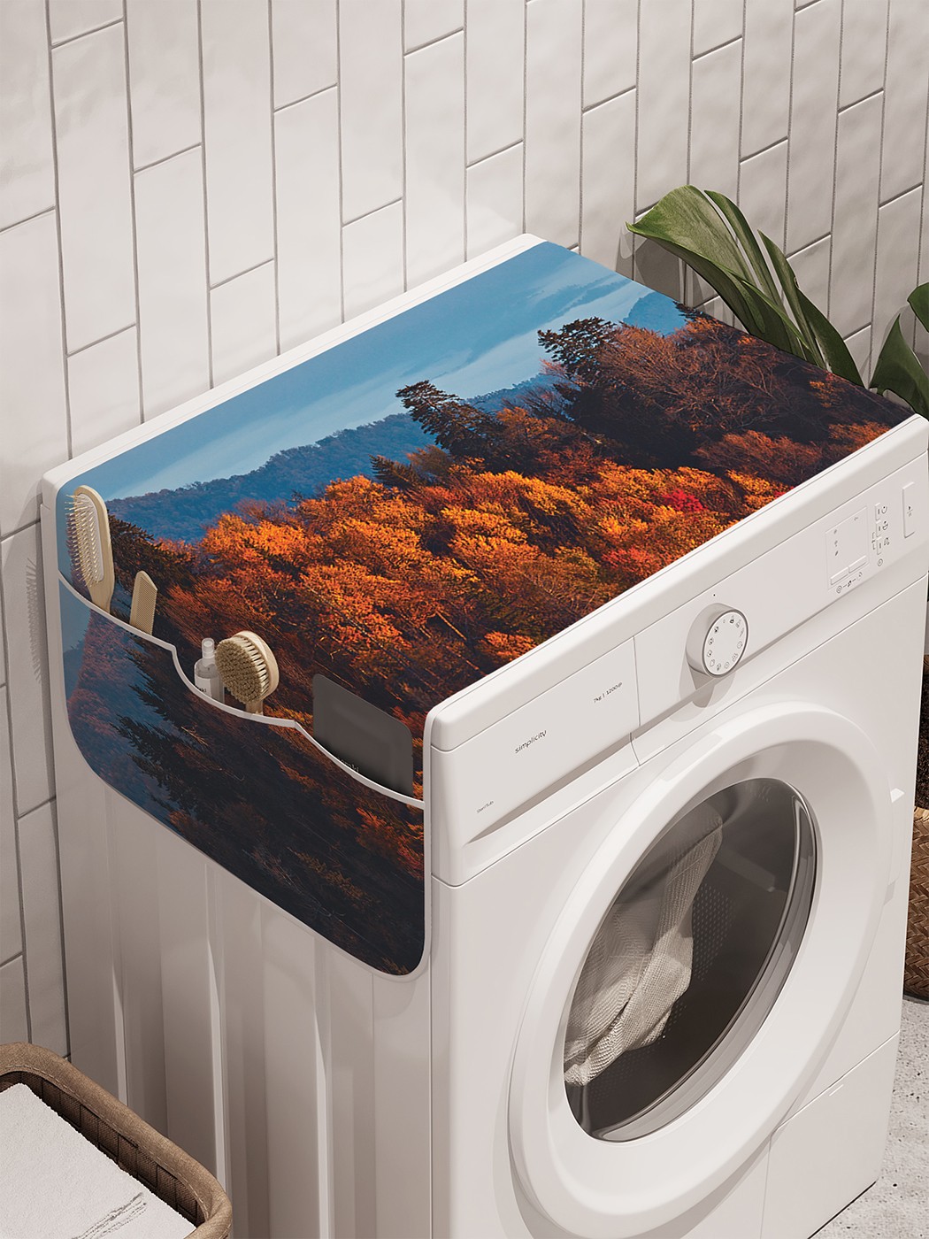 фото Органайзер "верхушка леса" на стиральную машину, 45x120 см ambesonne