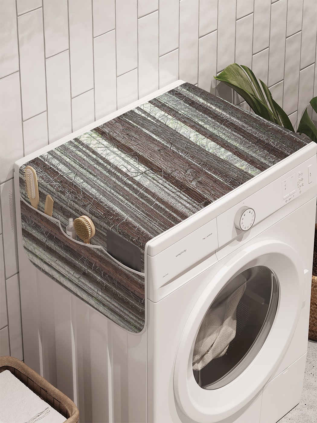 фото Органайзер "лесная плотность" на стиральную машину, 45x120 см ambesonne