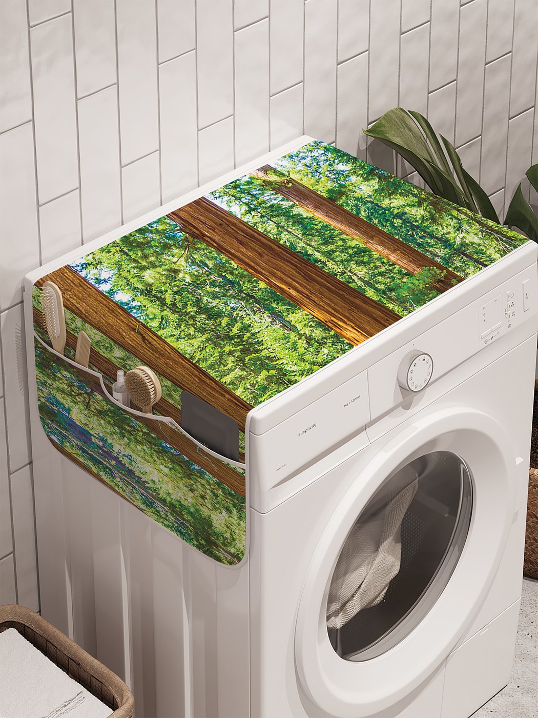 фото Органайзер "лесной бег" на стиральную машину, 45x120 см ambesonne