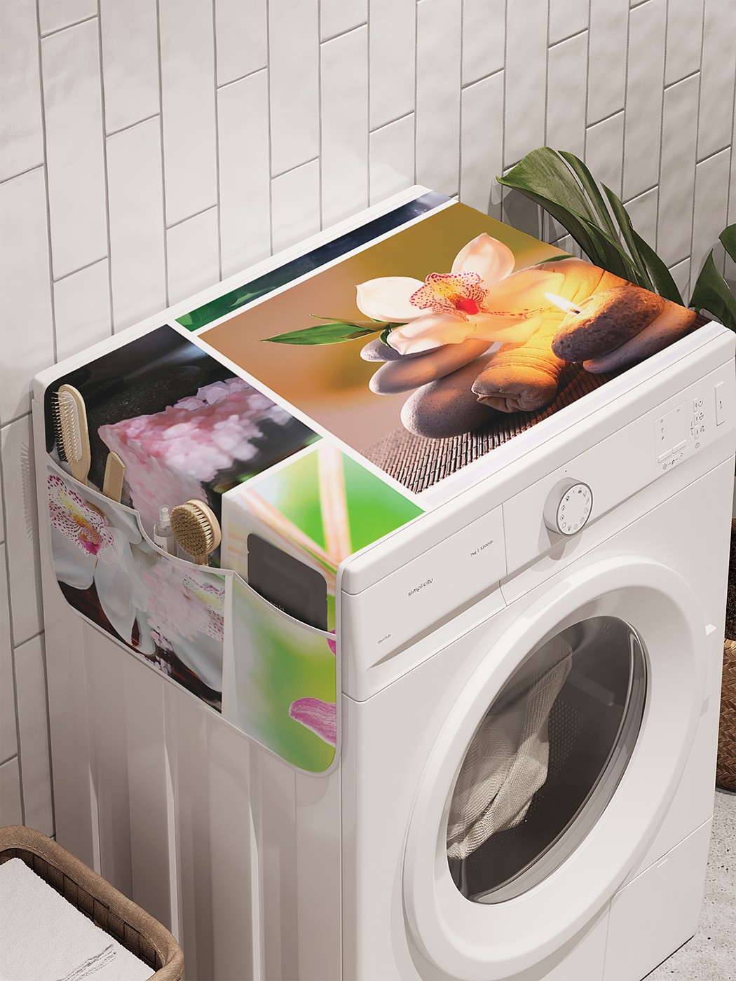 фото Органайзер "цветы спокойствия" на стиральную машину, 45x120 см ambesonne
