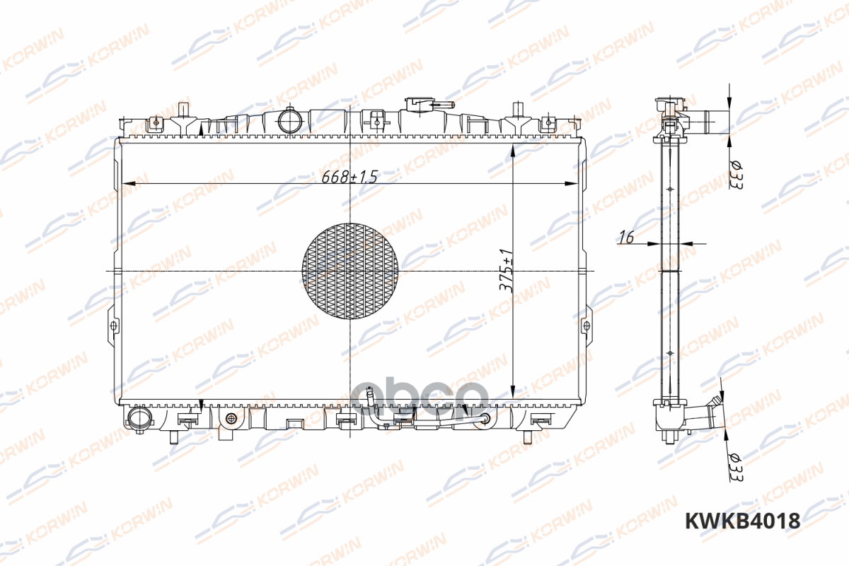 Радиатор Охлаждения Hyundai Elantra (00-) At (Гарантия 2 Года) KORWIN арт. KWKB4018