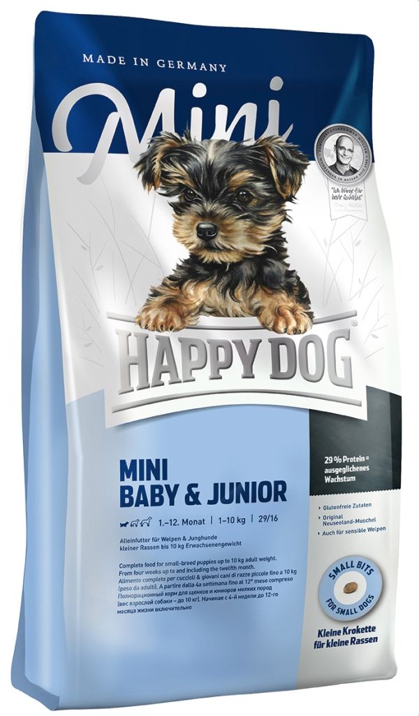 фото Сухой корм для щенков happy dog supreme baby&junior mini, для мелких пород, птица, 0,3кг