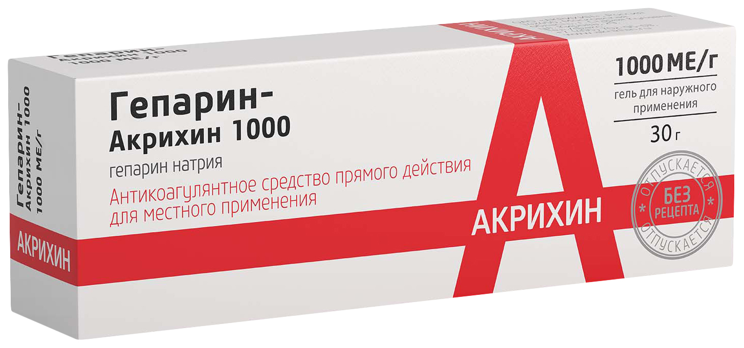 Гепарин-Акрихин 1000 гель 1тыс.МЕ/г туба 50 г