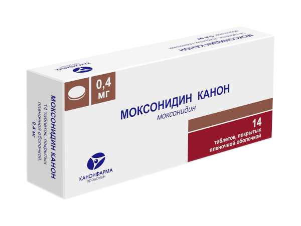 Купить Моксонидин Канон таблетки, покрытые пленочной оболочкой 400мкг №14, Канонфарма продакшн ЗАО