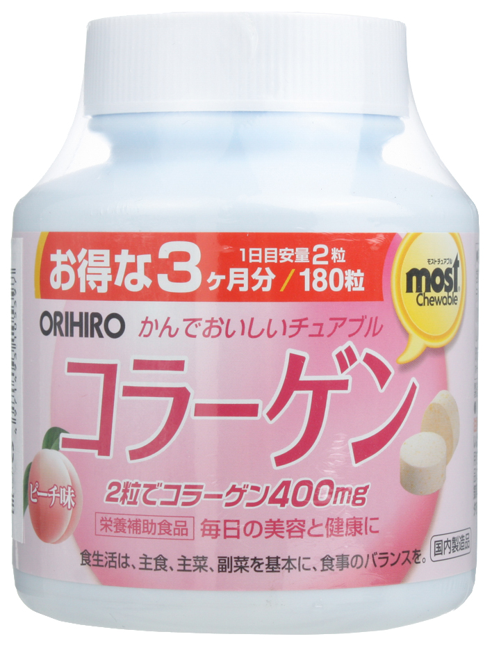 Купить Орихиро Коллаген со вкусом Персика таблетки жеват. №180, ORIHIRO